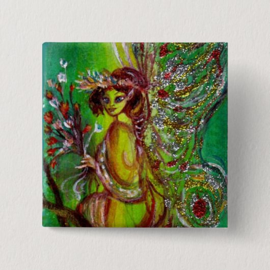 SPROOKJESFIGUUR IN GROEN VIERKANTE BUTTON 5,1 CM (Voorkant)