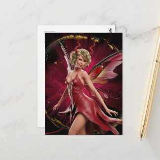 Sprookjesfiguur Met Hoorns in een Rode Jurk Briefkaart