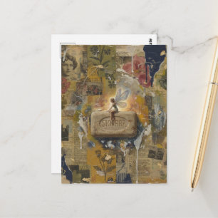 Sprookjesfiguur zittend op een zeep Collage Briefkaart