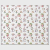 Sprookjesherten Cadeau Sneeuwman Roze Sprookjesker Cadeaupapier (Vlak)