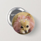 sprookjeshond met diamantkroon ronde button 5,7 cm (Voorkant /achterkant)