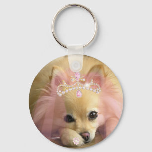 sprookjeshond met diamantkroon sleutelhanger
