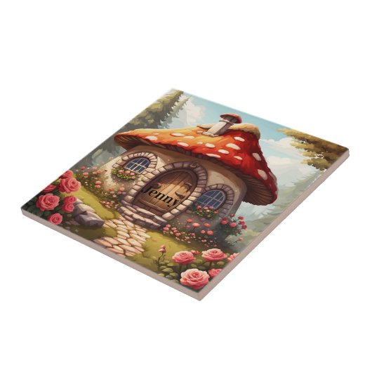 Sprookjeshuis. Bewerkbare naam Tegeltje (Zijkant)