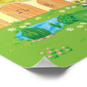 sprookjeshuis met rood dak en cartoon poster (Hoek)