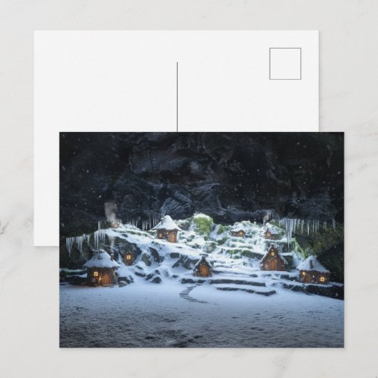 Sprookjeshuizen in een Winterholte Kerst Briefkaart (Voorkant / Achterkant)