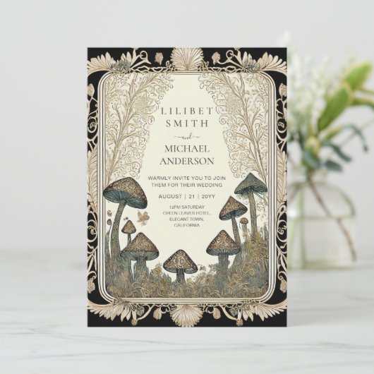 Sprookjeshuwelijk Feeërieke Paddenstoelen Bos Kaart (Staand voorkant)