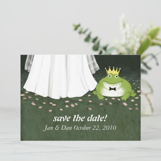 Sprookjeshuwelijk Kikkerprins Bewaar de Datum Save The Date (Staand voorkant)