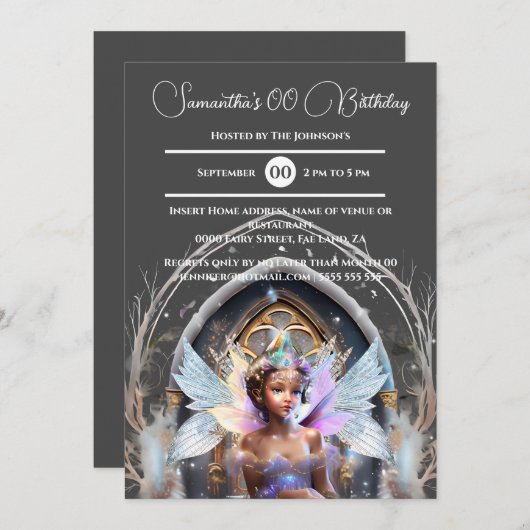 Sprookjesijs prinses roze glitter vleugels magisch kaart (Voorkant / Achterkant)