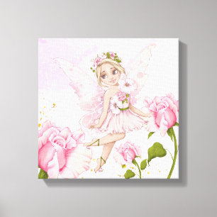 Sprookjesillustraties Baby Meisje Slaapkamer Canvas Afdruk