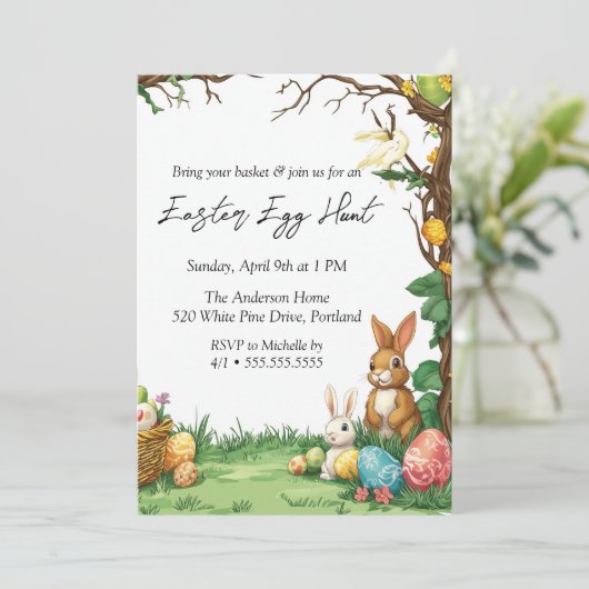 Sprookjesjacht op paaseieren kaart (Staand voorkant)