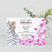 Sprookjesjurk voor bruid in roze harten mode kaart (Staand voorkant)