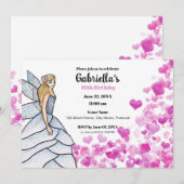 Sprookjesjurk voor bruid in roze harten mode kaart (Voorkant / Achterkant)