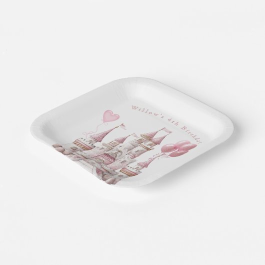 Sprookjeskasteel Ballonnen Papieren Bordje (Gebogen)