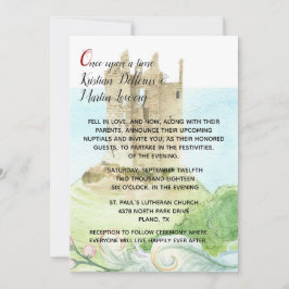 Sprookjeskasteel bruiloft uitnodiging