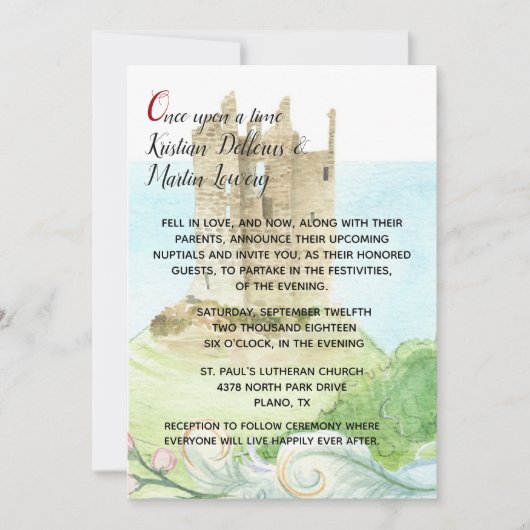 Sprookjeskasteel bruiloft uitnodiging (Voorkant)