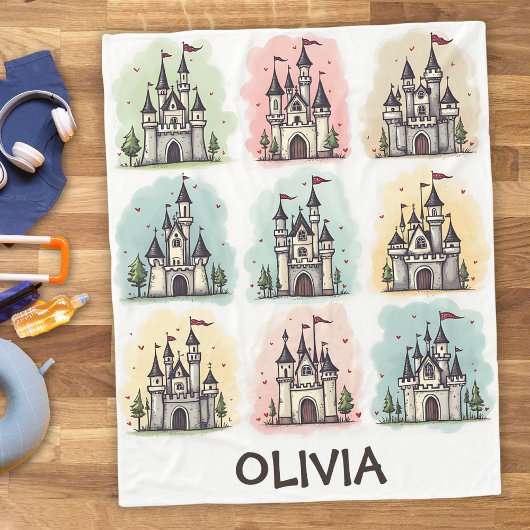 Sprookjeskasteel Doodles voor kinderen Fleece Deken