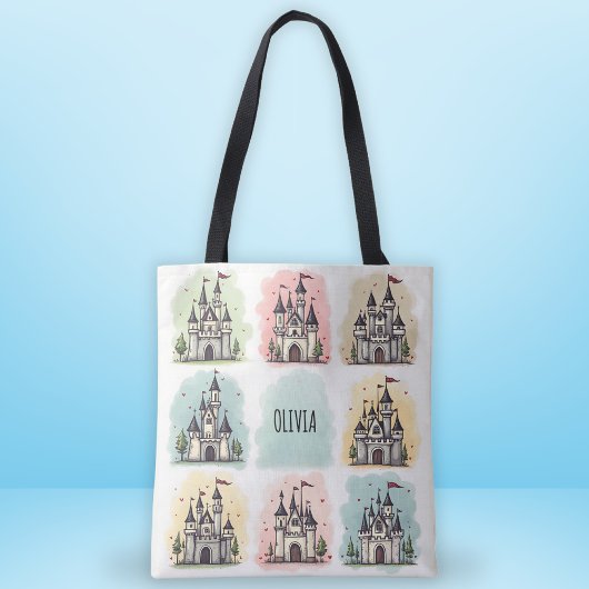 Sprookjeskasteel Doodles voor Kinderen Tote Bag