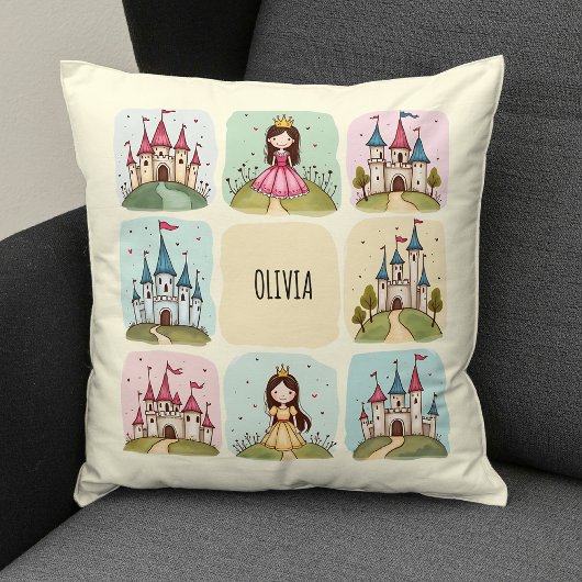 Sprookjeskasteel en prinsessen Doodles Kussen