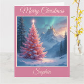 Sprookjeskasteel en roze boom kaart (Gele Bloem)