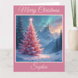 Sprookjeskasteel en roze boom kaart