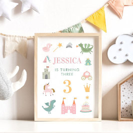 Sprookjeskasteel Geboortedag Nursery Poster