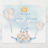 Sprookjeskasteel Gold Crown boy Baby shower Sparkling Wijnetiket (Enkel label)
