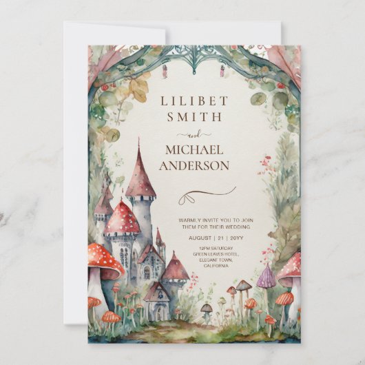 Sprookjeskasteel Huwelijk Fairycore Paddenstoelen  Kaart (Voorkant)