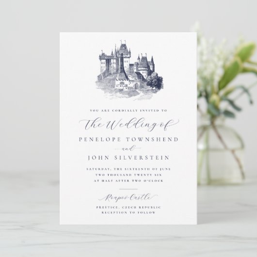 Sprookjeskasteel Illustratie Scriptie Huwelijk Kaart (Staand voorkant)