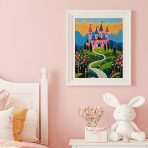 Sprookjeskasteel Landschap Kinderen Muur Kunst Poster