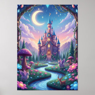 sprookjeskasteel Magisch Fantasy Poster met een gr
