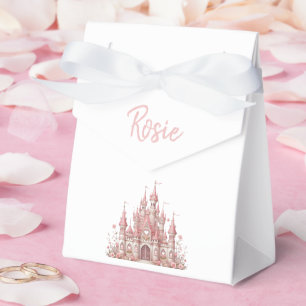 Sprookjeskasteel meisje roze gepersonaliseerde gun bedankdoosjes