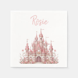 Sprookjeskasteel meisje roze verjaardagsfeestje servet