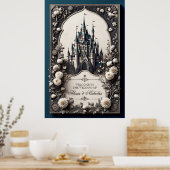 Sprookjeskasteel met bloemen poster (Keuken)