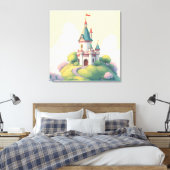 Sprookjeskasteel met groene tuin canvas afdruk (Insitu (Slaapkamer))