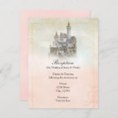 Sprookjeskasteel met roze feeërieke verhalen voor  informatiekaartje (Voorkant / Achterkant)