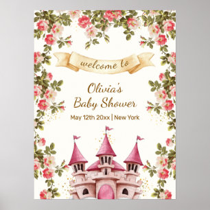 Sprookjeskasteel met wilde bloemen babyshower welk poster