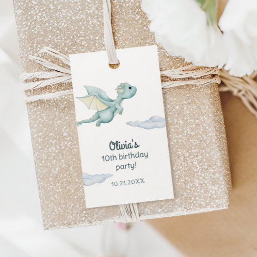 Sprookjeskasteel Mooie Draken Kinderverjaardag Cadeaulabel