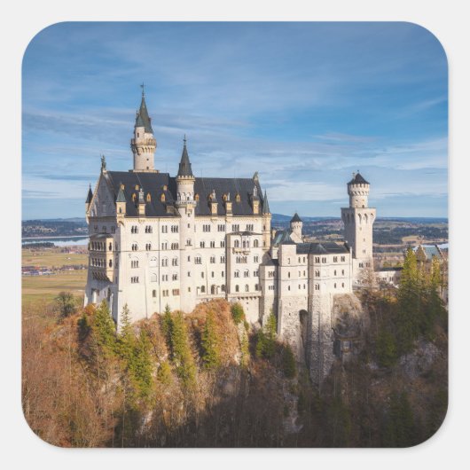 Sprookjeskasteel Neuschwanstein in Duitsland Vierkante Sticker (Voorkant)