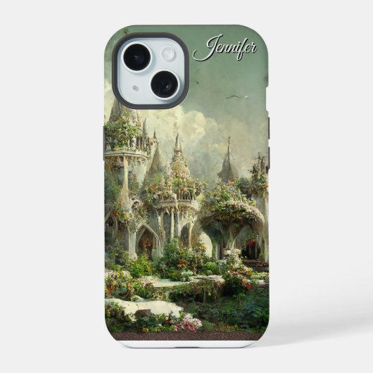 Sprookjeskasteel op maat iPhone 15 case (Achterkant)