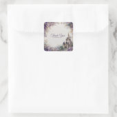 Sprookjeskasteel Paarse Bloemen Gouden Stof Vierkante Sticker (Tas)
