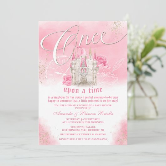 Sprookjeskasteel Princess Baby Shower Kaart (Staand voorkant)