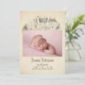 Sprookjeskasteel prinses pasgeboren Baby foto gebo Aankondiging (Staand voorkant)