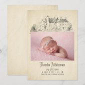 Sprookjeskasteel prinses pasgeboren Baby foto gebo Aankondiging (Voorkant / Achterkant)