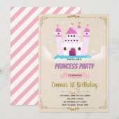 Sprookjeskasteel prinses verjaardagsuitnodiging kaart (Voorkant / Achterkant)