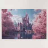 Sprookjeskasteel Puzzel met Roze Kersenbloesems (Horizontaal)