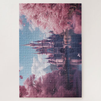 Sprookjeskasteel Puzzel met Roze Kersenbloesems