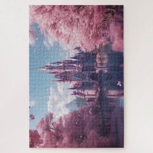 Sprookjeskasteel Puzzel met Roze Kersenbloesems (Verticaal)