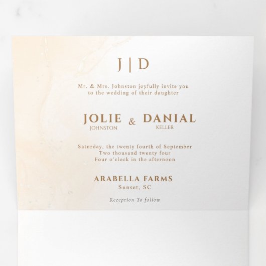 Sprookjeskasteel QR code verhaal boek bruiloft Drieluik Uitnodiging (Binnenzijde eerst)