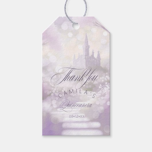 Sprookjeskasteel Quinceanera Lavendel/Lila ID1030 Cadeaulabel (Voorkant)