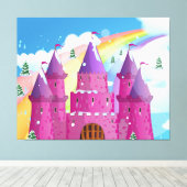 sprookjeskasteel Rainbow Canvas Afdruk (Insitu (Houten vloer))